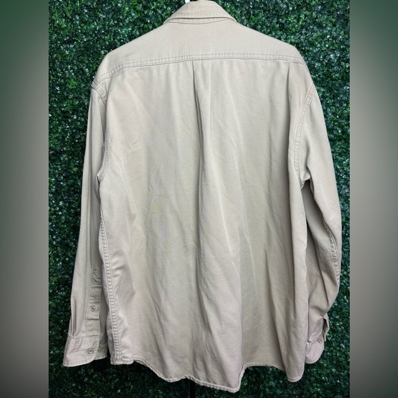 Carhartt Men's Flame Resistant Khaki Long Sleeve Button Up Shirt - Picture 6 of 8